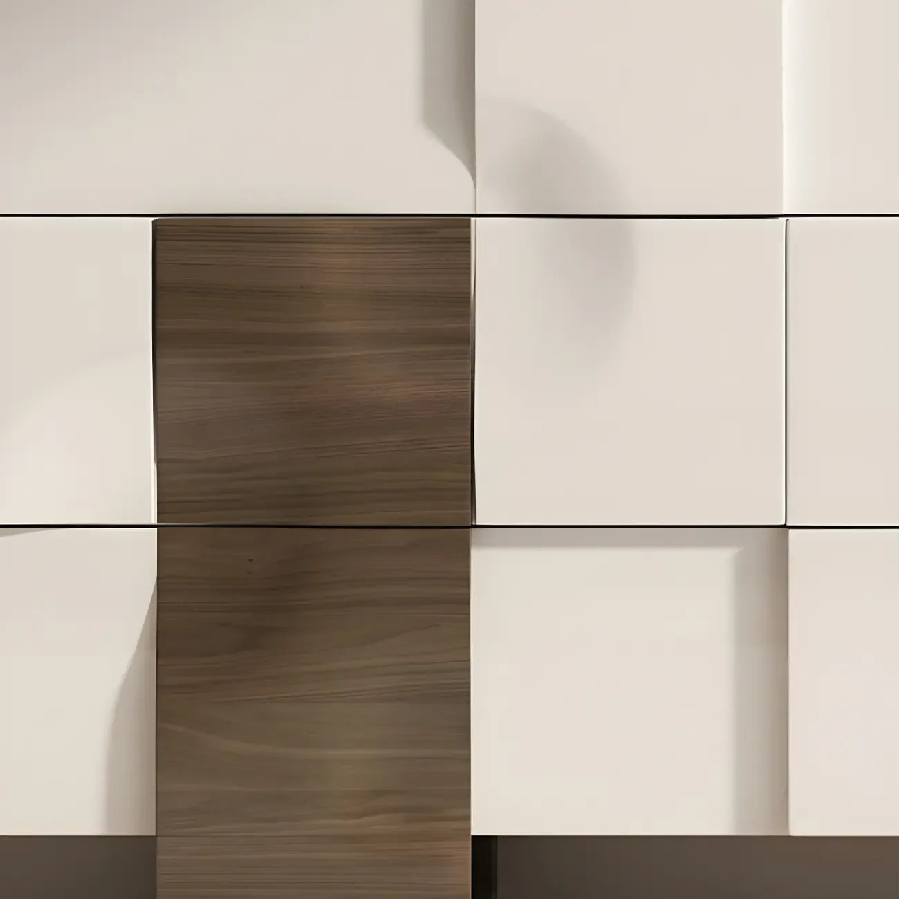 Commode unique en bois blanc à surface irrégulière