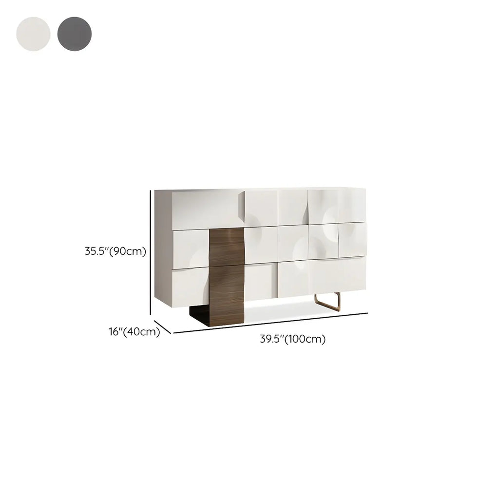 Commode unique en bois blanc à surface irrégulière