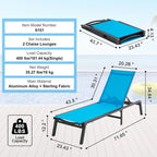 Chaises longues d'extérieur, chaises longues de patio en aluminium avec 5 positions réglables, chaises longues de piscine pliantes inclinables