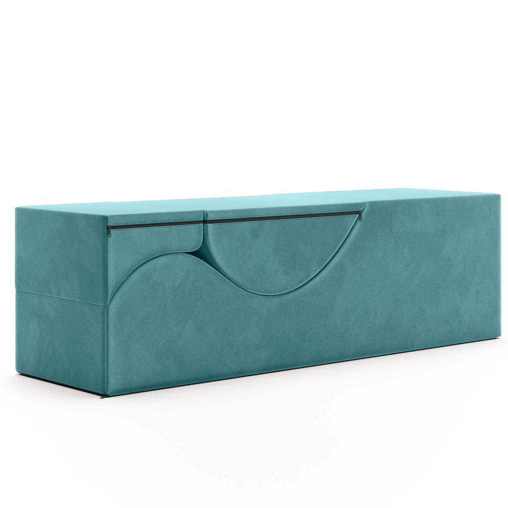 Chaise longue convertible Avana Kami / Yoga et massage - Pouf 2 en 1 avec fauteuil de yoga dépliable dissimulé, Microvelours - Non disponible