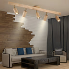 Faretto a soffitto orientabile a semi incasso in legno a 5 luci