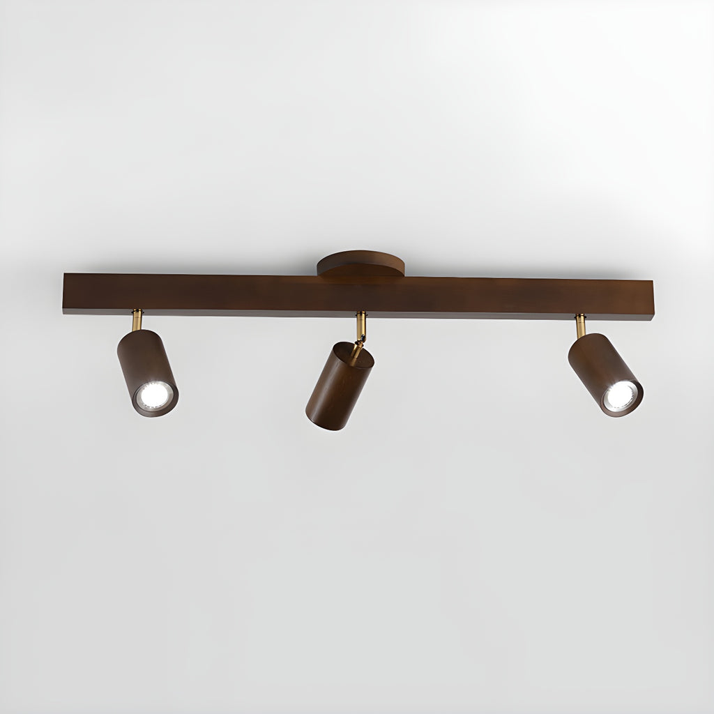 Faretto a soffitto orientabile a semi incasso in legno a 5 luci