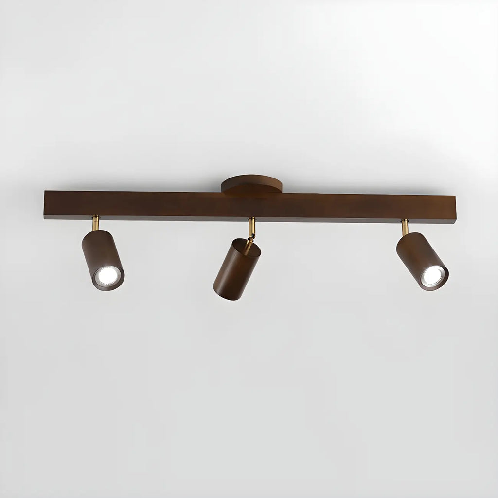Faretto a soffitto orientabile a semi incasso in legno a 5 luci