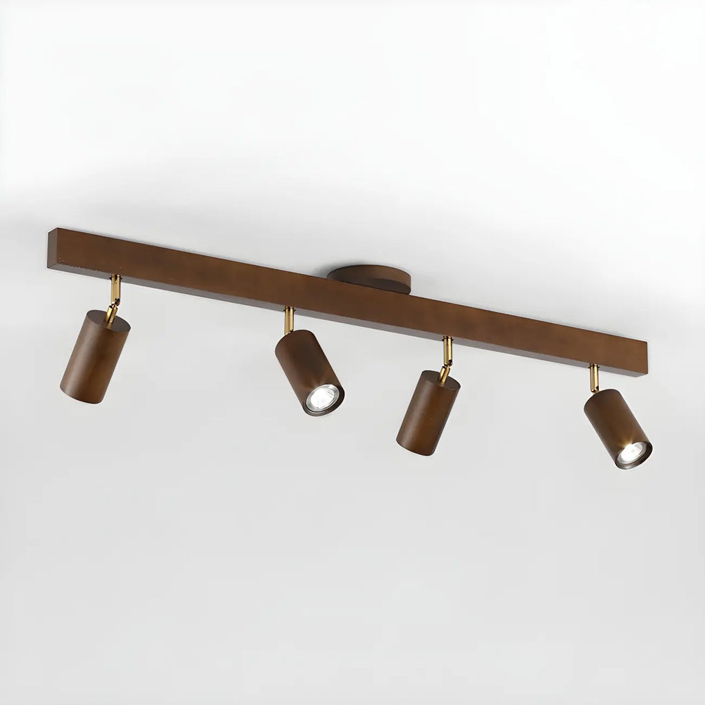 Faretto a soffitto orientabile a semi incasso in legno a 5 luci