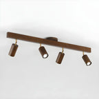 Faretto a soffitto orientabile a semi incasso in legno a 5 luci