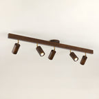 Faretto a soffitto orientabile a semi incasso in legno a 5 luci
