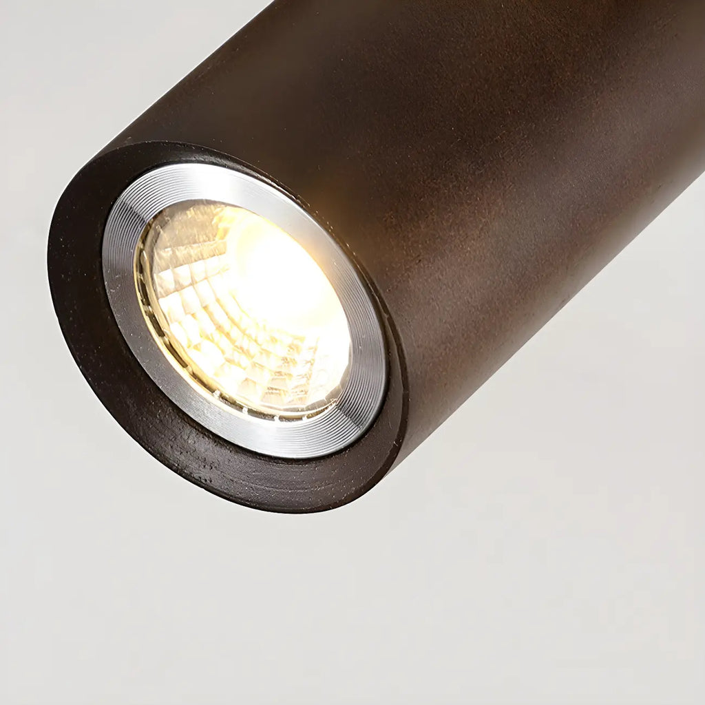 Faretto a soffitto orientabile a semi incasso in legno a 5 luci