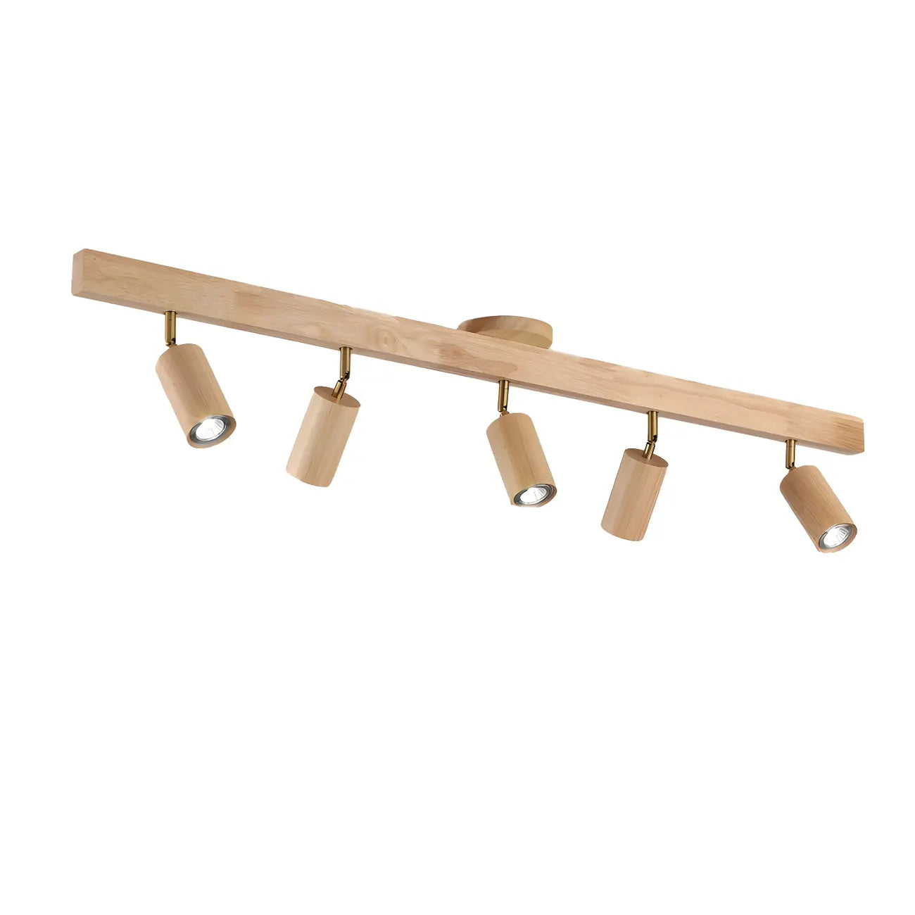Faretto a soffitto orientabile a semi incasso in legno a 5 luci