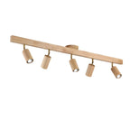 Faretto a soffitto orientabile a semi incasso in legno a 5 luci