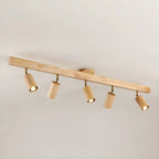 Faretto a soffitto orientabile a semi incasso in legno a 5 luci