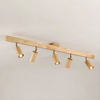 Faretto a soffitto orientabile a semi incasso in legno a 5 luci