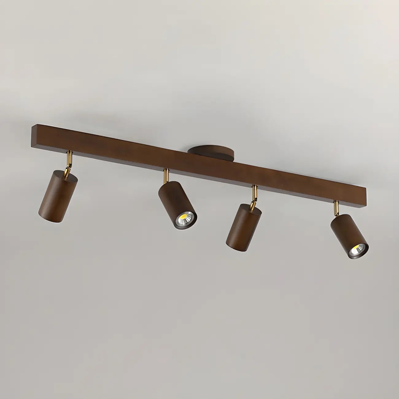Faretto a soffitto orientabile a semi incasso in legno a 5 luci