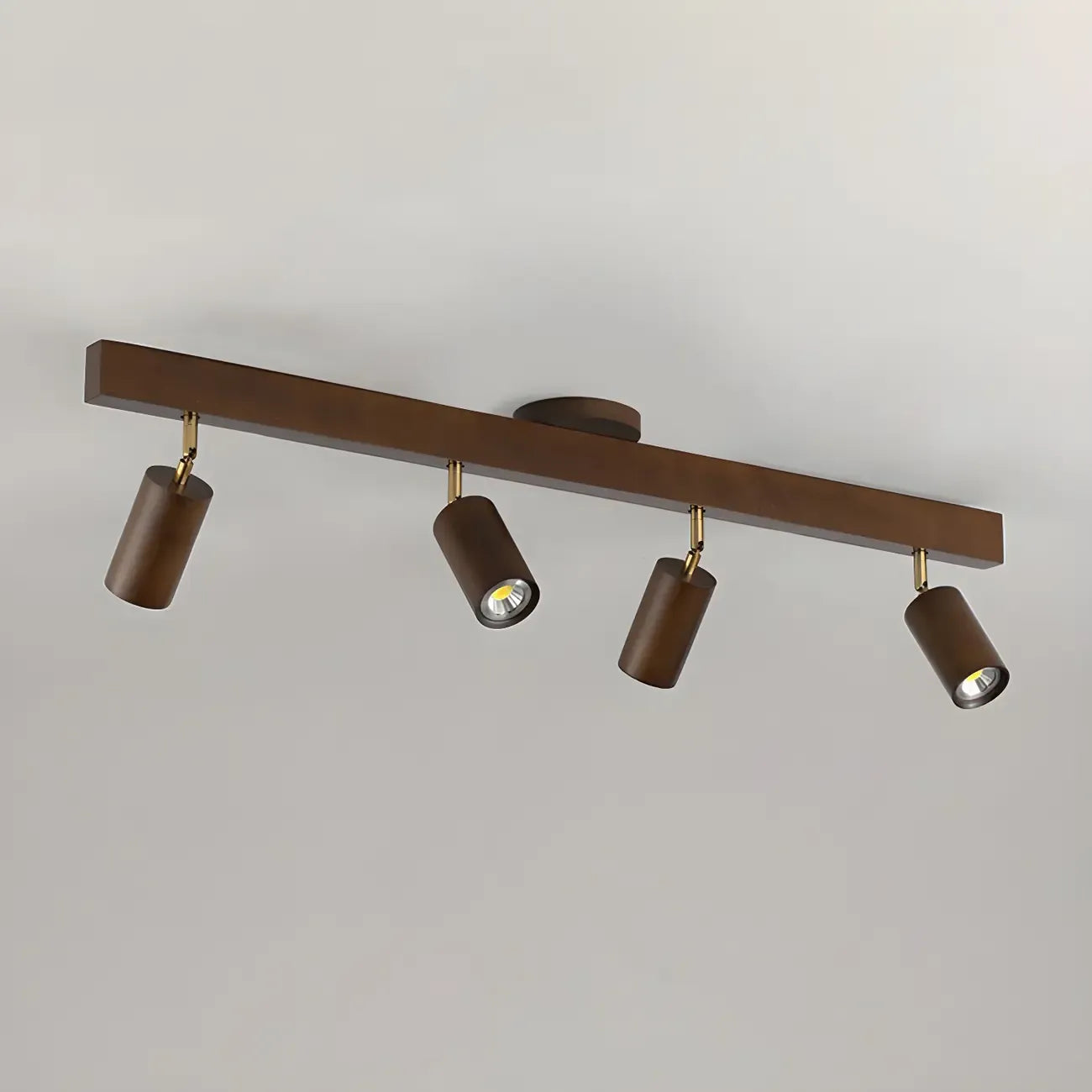 Faretto a soffitto orientabile a semi incasso in legno a 5 luci