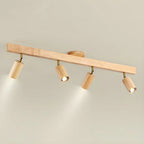 Faretto a soffitto orientabile a semi incasso in legno a 5 luci