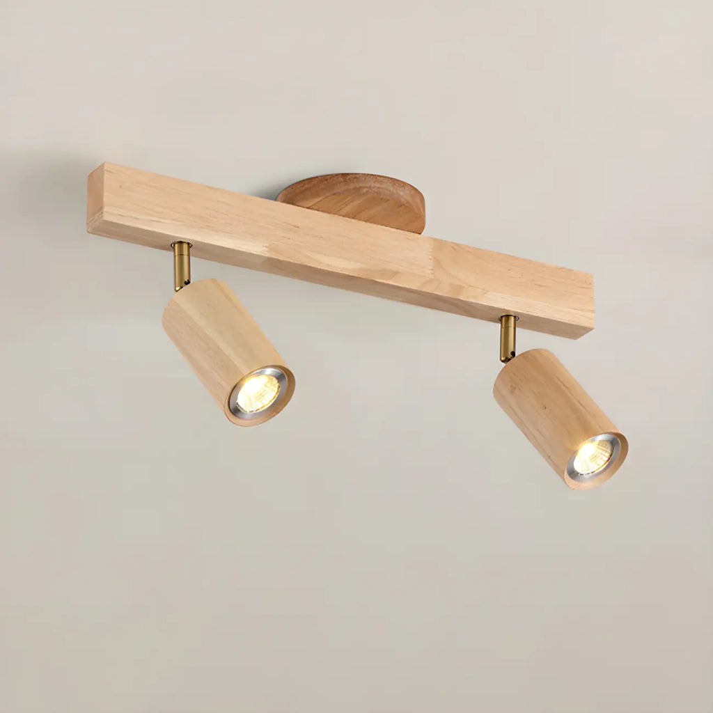 Faretto a soffitto orientabile a semi incasso in legno a 5 luci