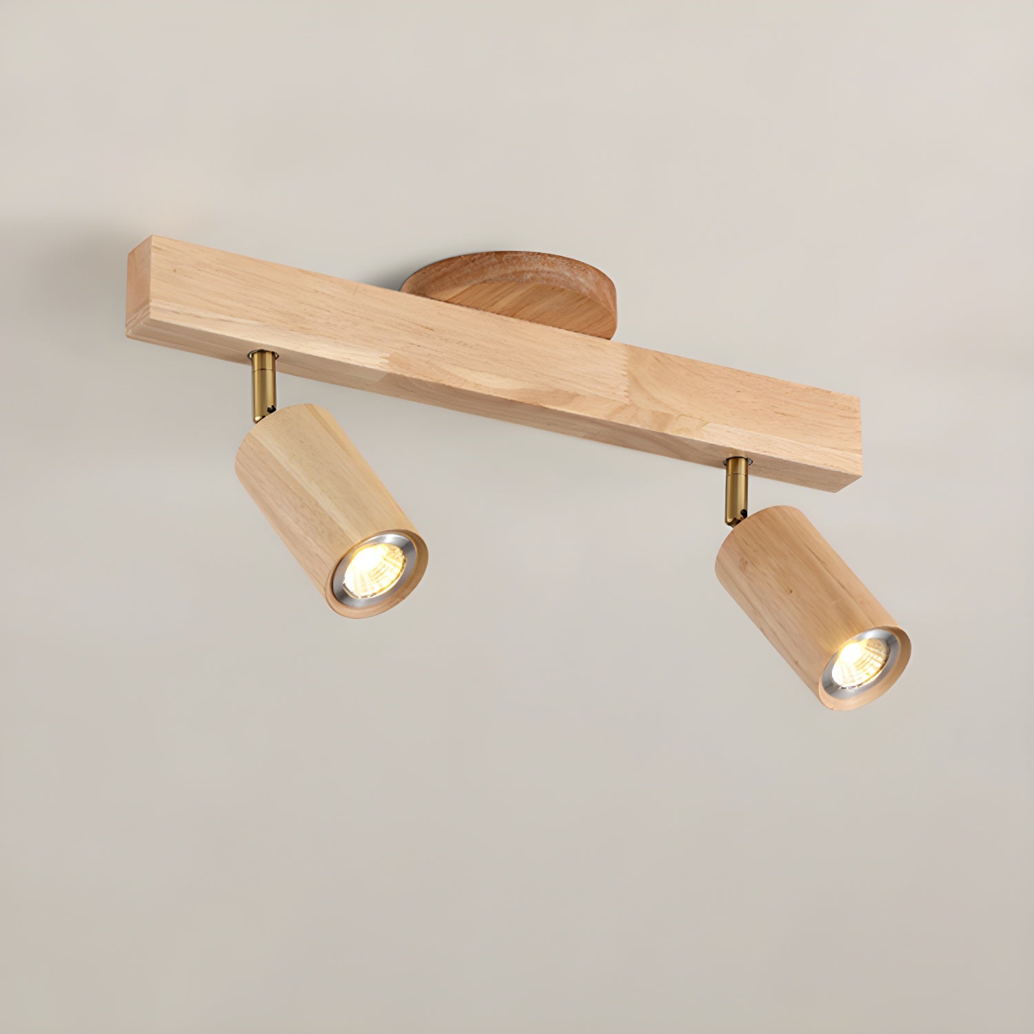 Faretto a soffitto orientabile a semi incasso in legno a 5 luci