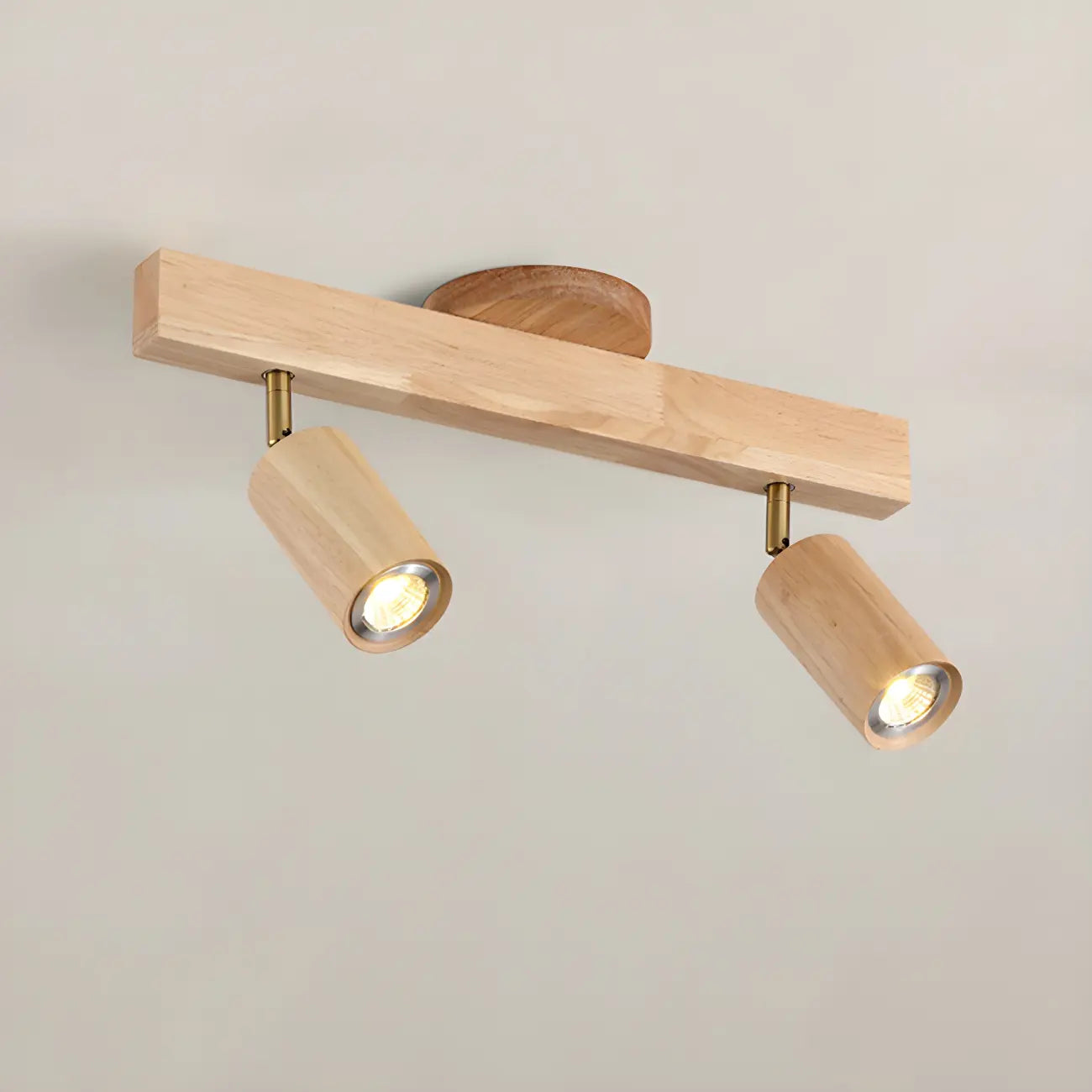 Faretto a soffitto orientabile a semi incasso in legno a 5 luci