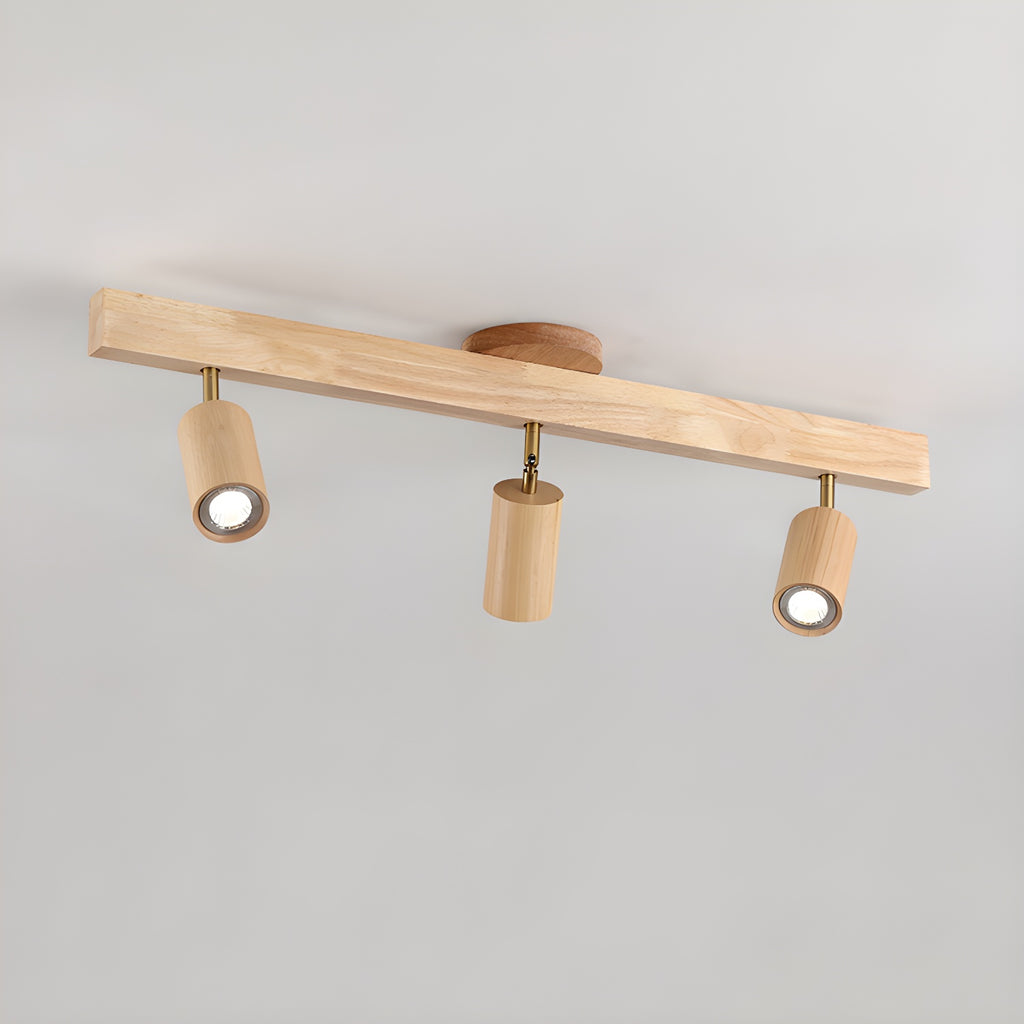 Faretto a soffitto orientabile a semi incasso in legno a 5 luci