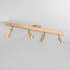 Faretto a soffitto orientabile a semi incasso in legno a 5 luci