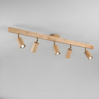 Faretto a soffitto orientabile a semi incasso in legno a 5 luci
