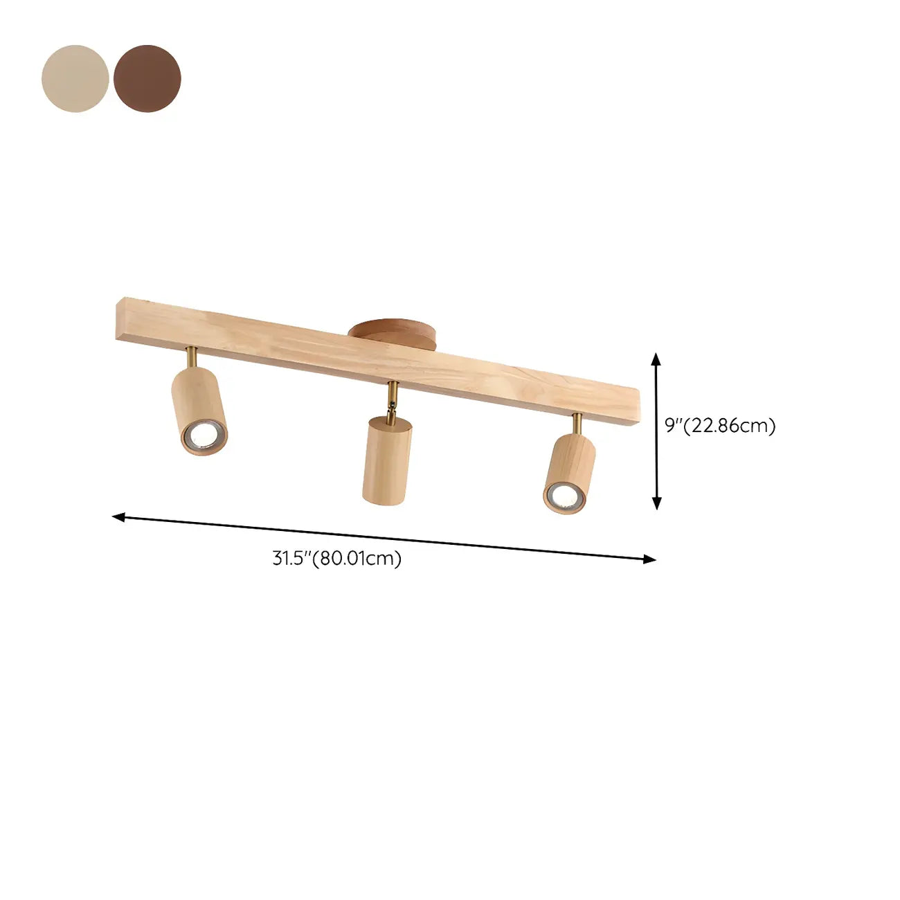 Faretto a soffitto orientabile a semi incasso in legno a 5 luci