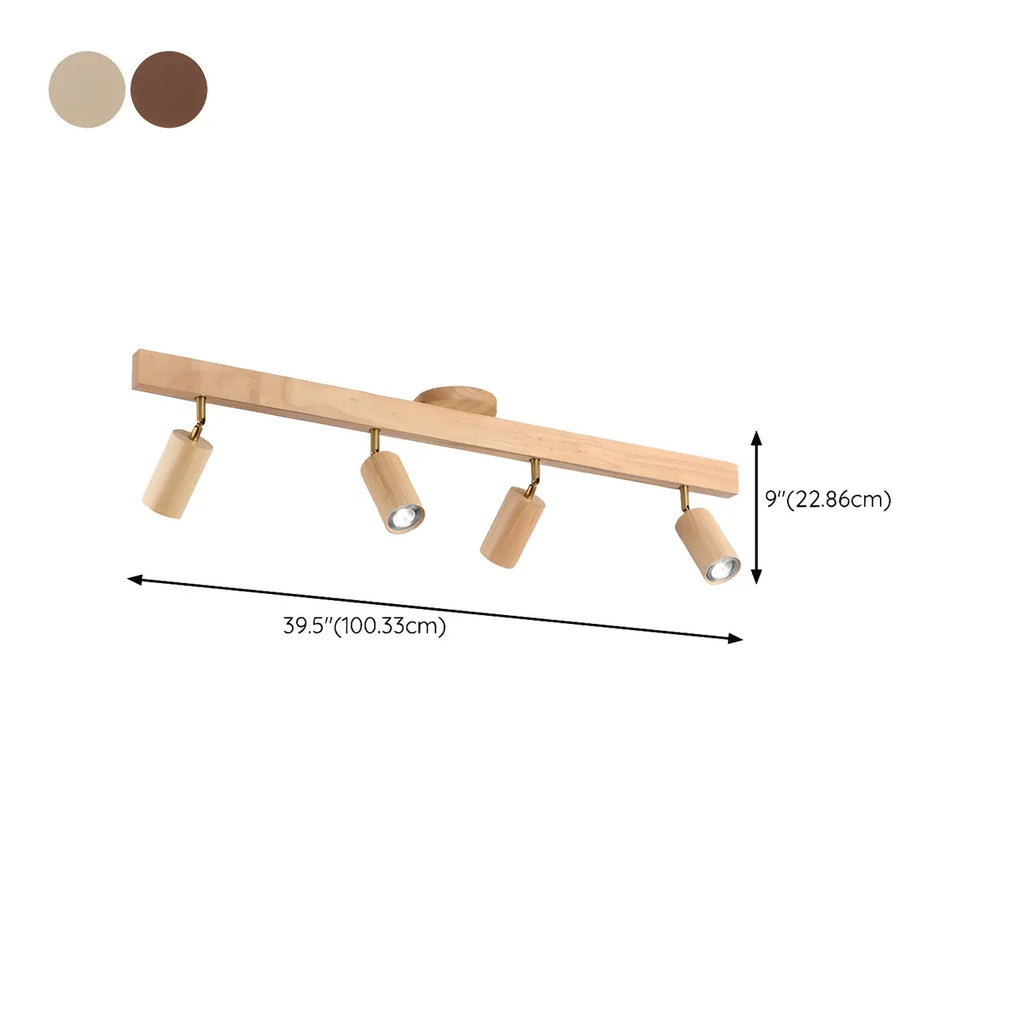 Faretto a soffitto orientabile a semi incasso in legno a 5 luci