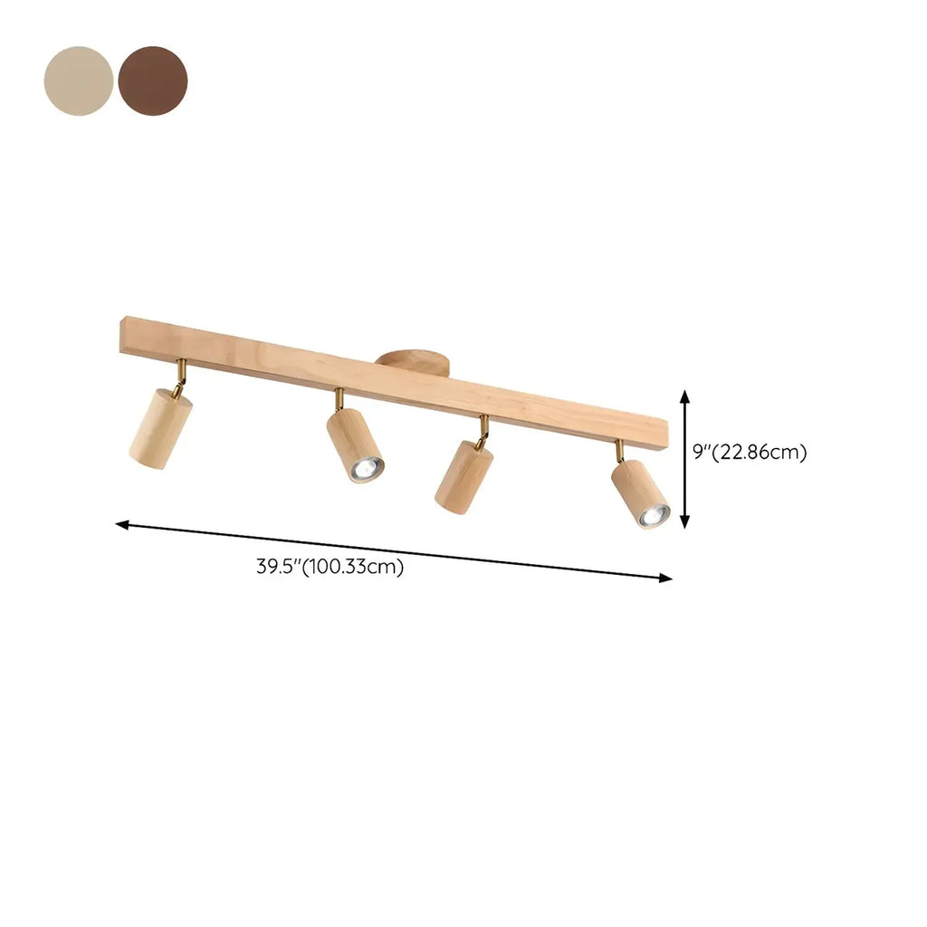 Faretto a soffitto orientabile a semi incasso in legno a 5 luci