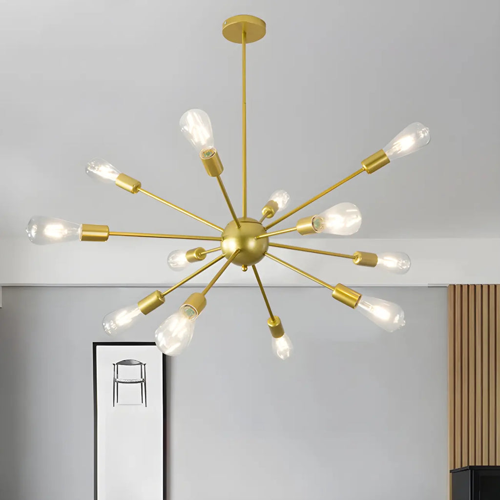 Lustre Sputnik moderne à globe doré et LED
