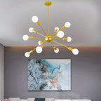 Lustre Sputnik moderne à globe doré et LED