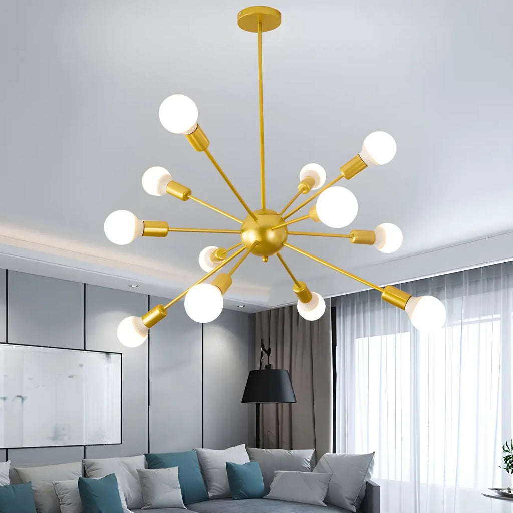 Lustre Sputnik moderne à globe doré et LED