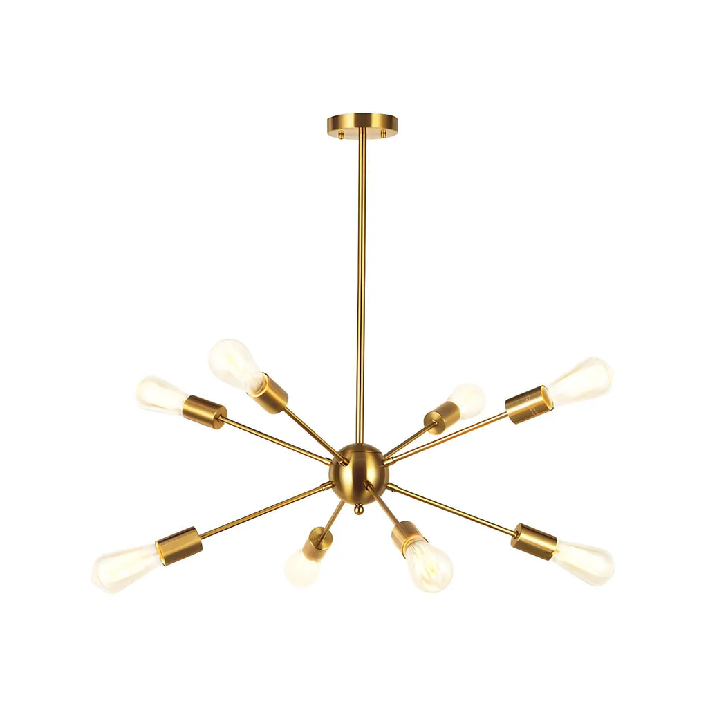 Lustre Sputnik moderne à globe doré et LED