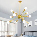 Lustre Sputnik moderne à globe doré et LED