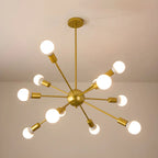 Lustre Sputnik moderne à globe doré et LED