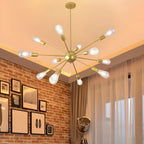 Lustre Sputnik moderne à globe doré et LED