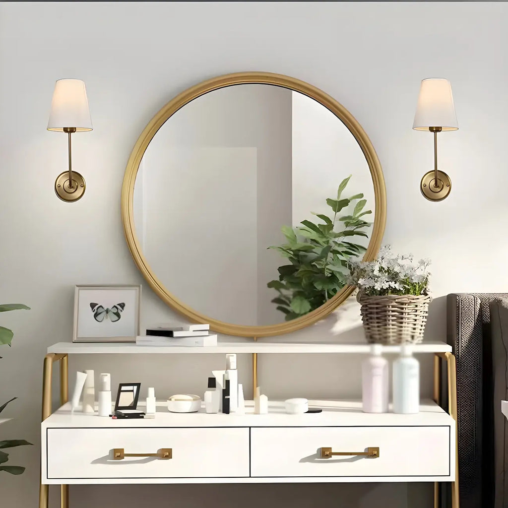 Applique murale glamour moderne en laiton avec abat-jour en tissu