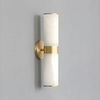 Applique murale cylindrique moderne en laiton et pierre pour salle de bain