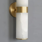 Applique murale cylindrique moderne en laiton et pierre pour salle de bain
