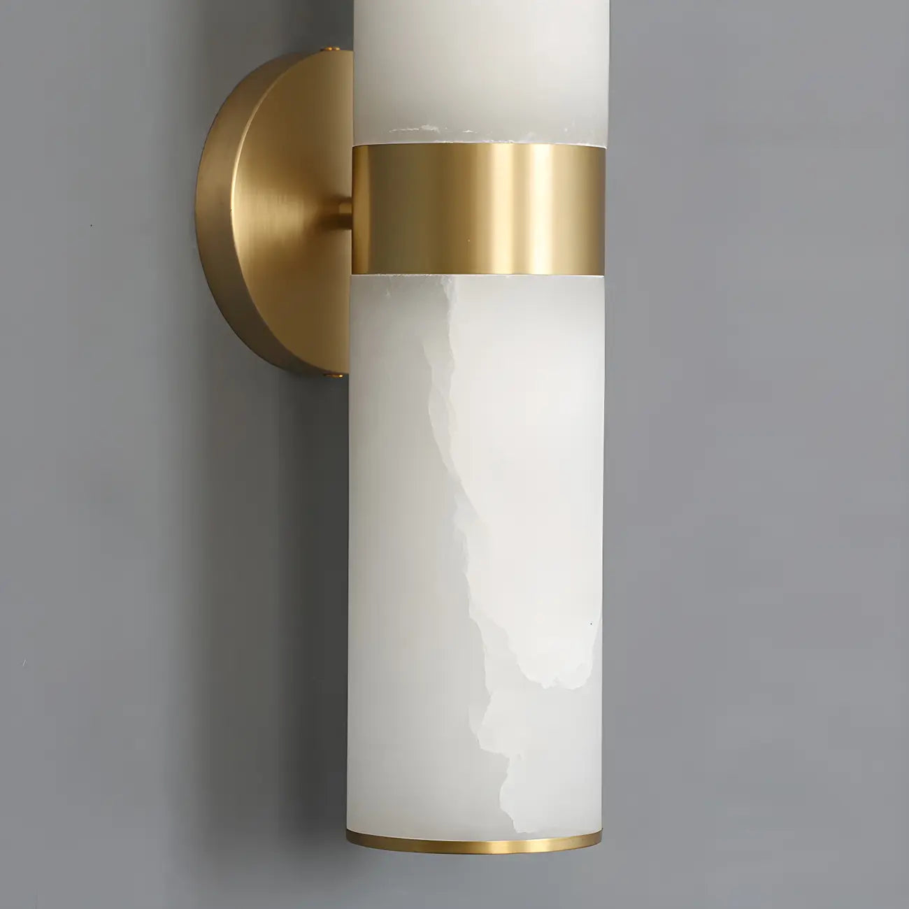 Applique murale cylindrique moderne en laiton et pierre pour salle de bain