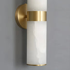 Applique murale cylindrique moderne en laiton et pierre pour salle de bain