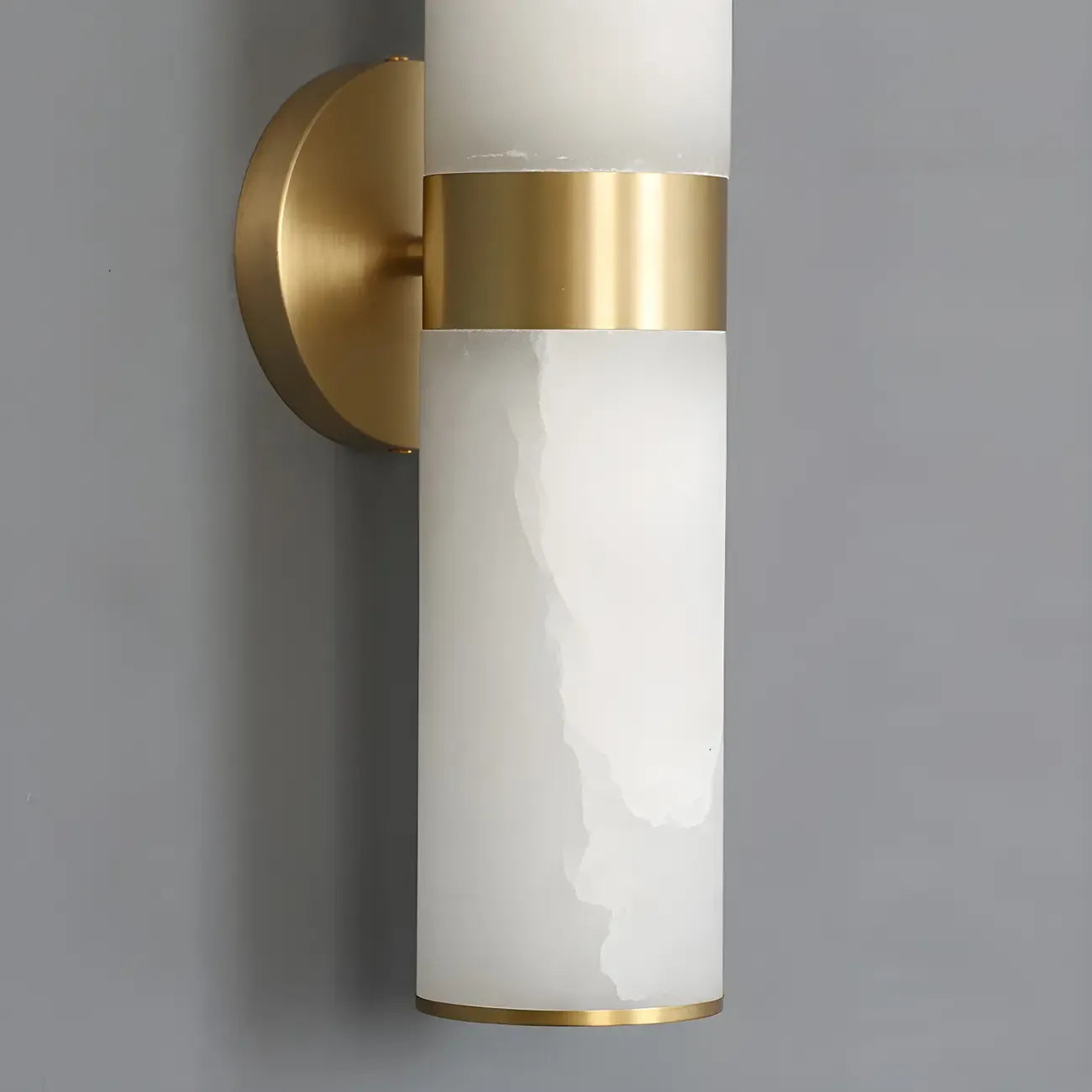Applique murale cylindrique moderne en laiton et pierre pour salle de bain