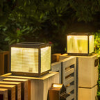 Lampe solaire extérieure cubique noire à LED bicolore