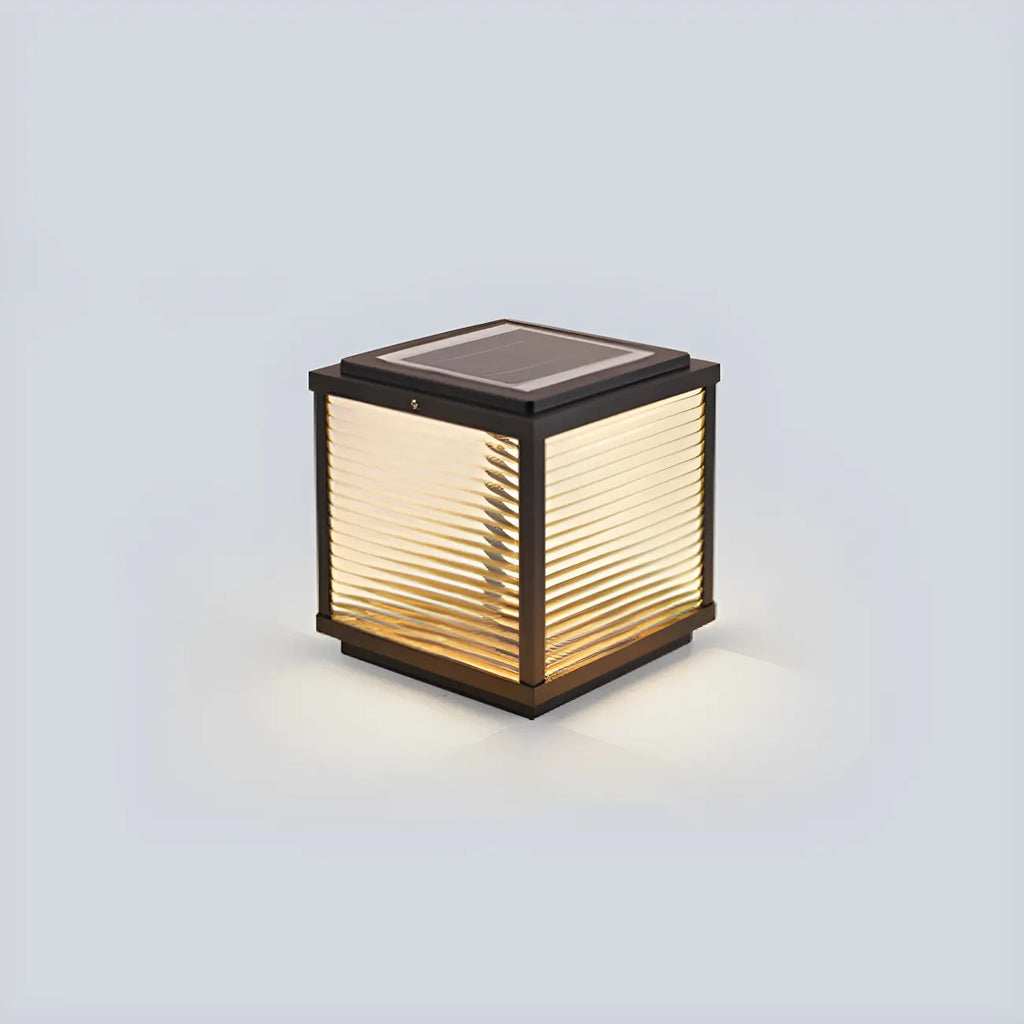 Lampe solaire extérieure cubique noire à LED bicolore