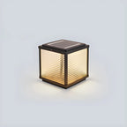 Lampe solaire extérieure cubique noire à LED bicolore