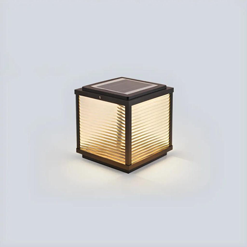Lampe solaire extérieure cubique noire à LED bicolore