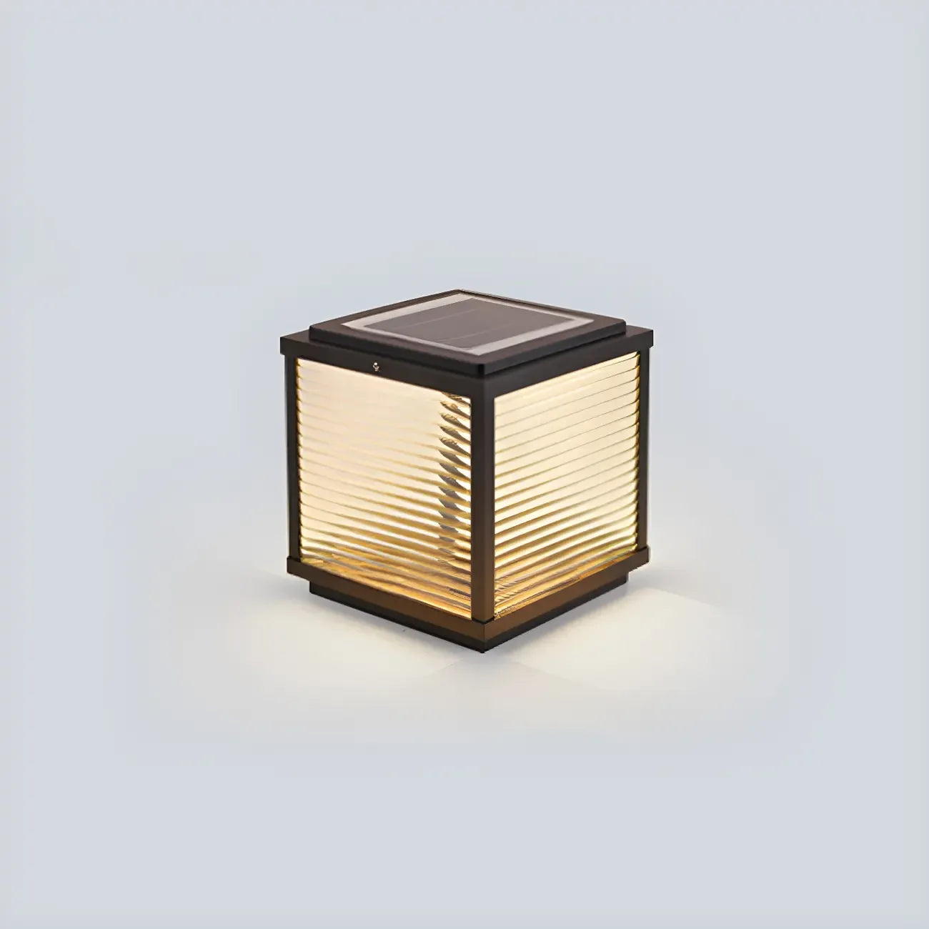 Luce solare da esterno a cubo nero a 2 colori con LED per paletto/palo