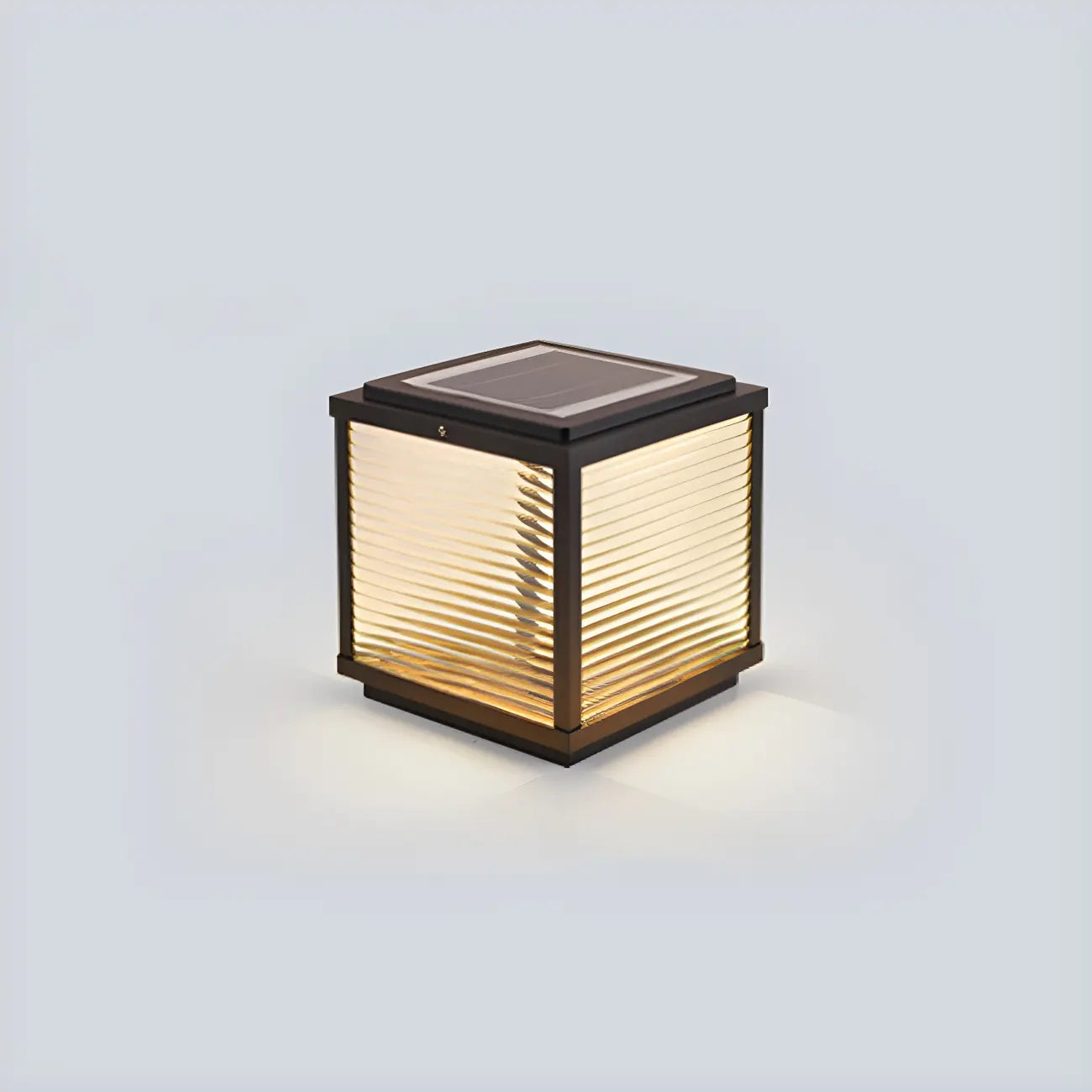 Lampe solaire extérieure cubique noire à LED bicolore