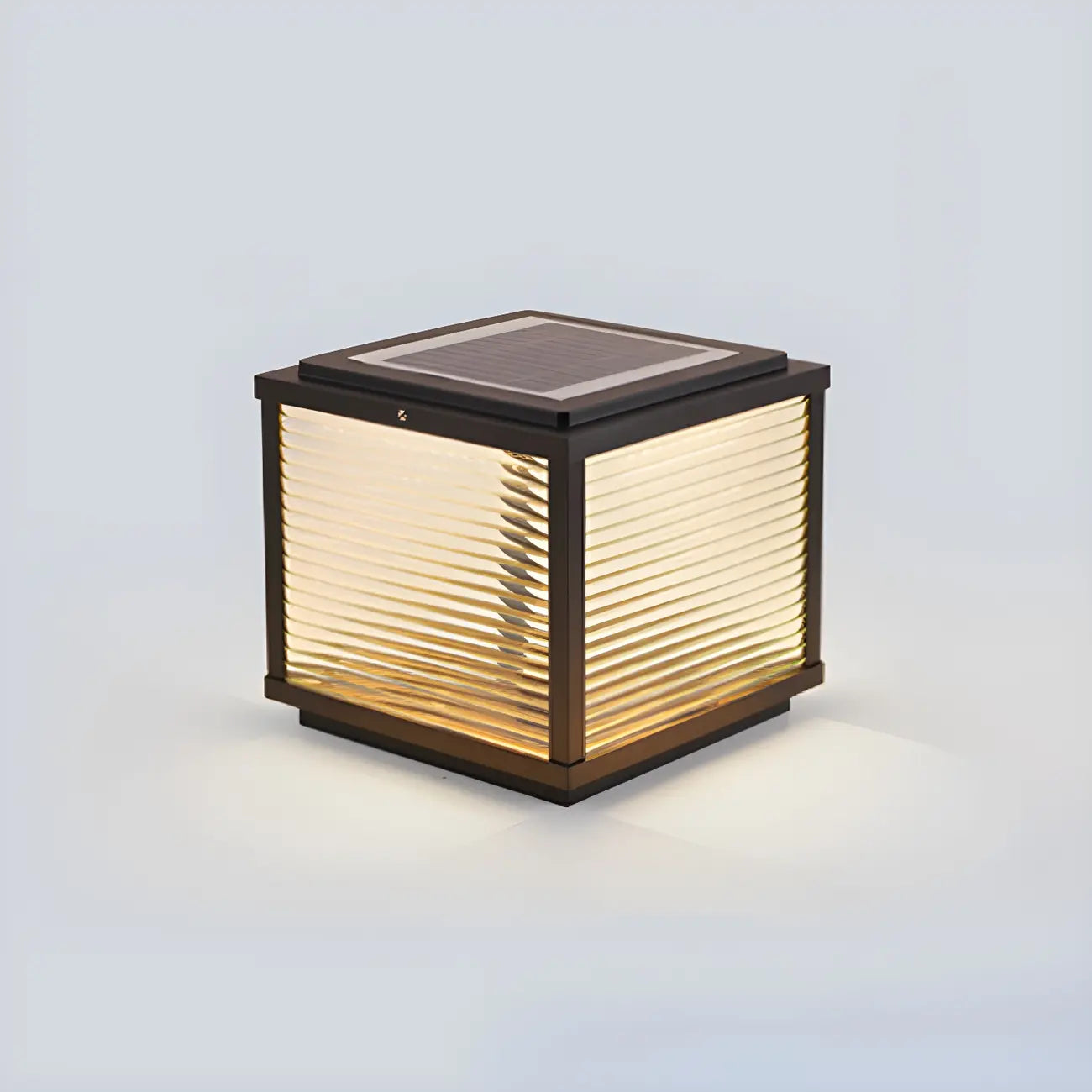 Luce solare da esterno a cubo nero a 2 colori con LED per paletto/palo