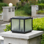 Lampe solaire extérieure cubique noire à LED bicolore