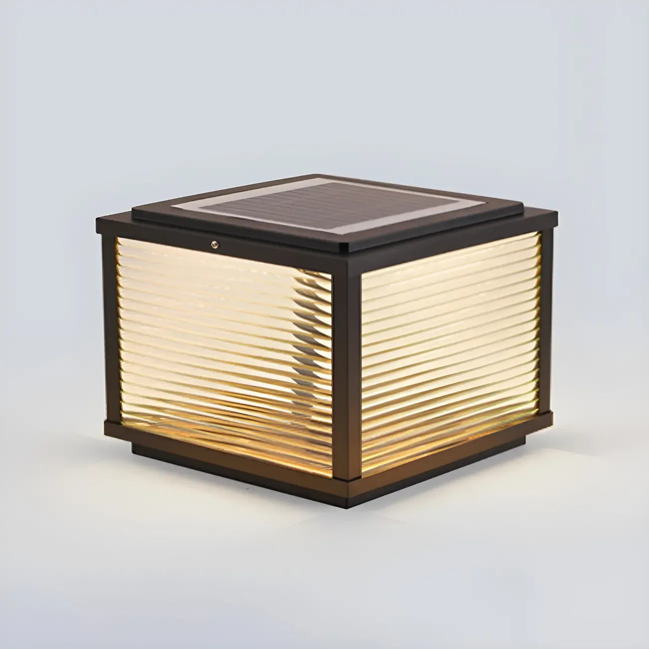 Luce solare da esterno a cubo nero a 2 colori con LED per paletto/palo
