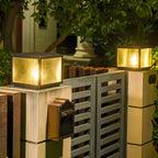 Lampe solaire extérieure cubique noire à LED bicolore